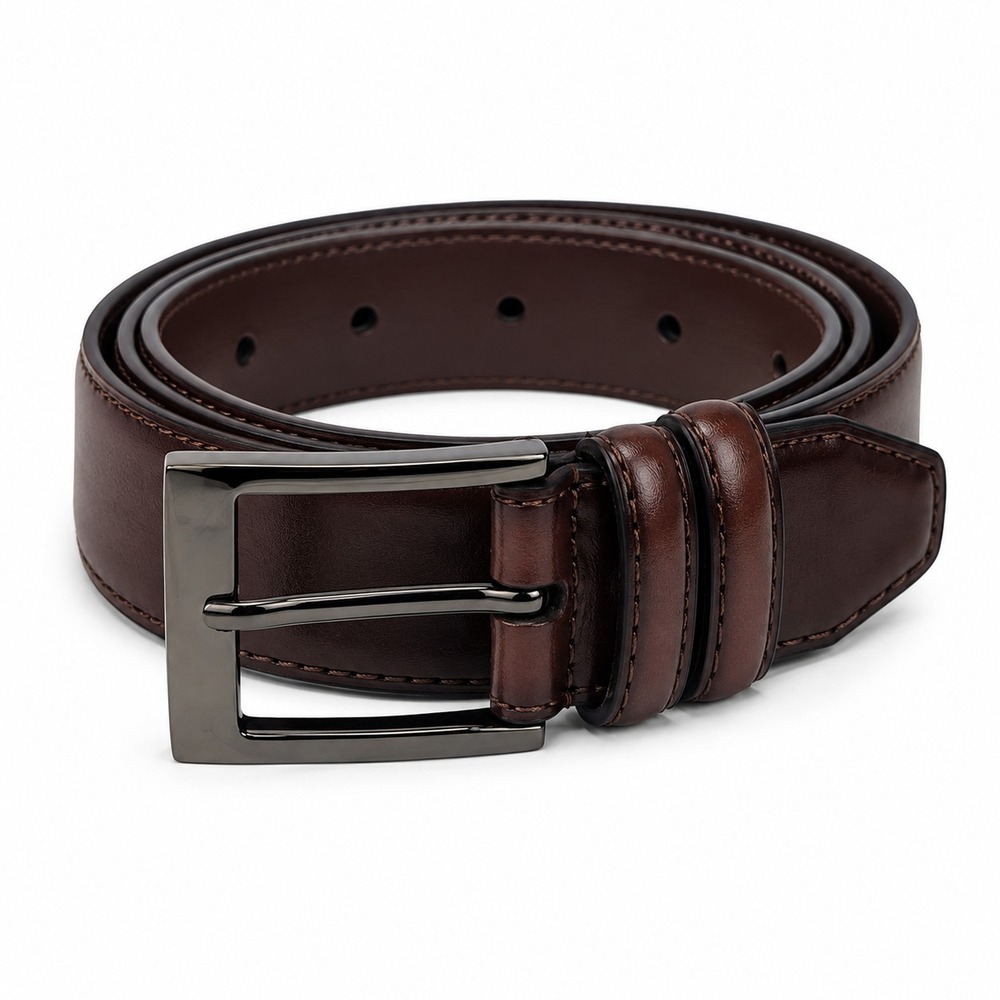 Mio Marino Leather Belt Mens 30 Mahogany Burnt Umber Classy Prong B84N-86-MBU302